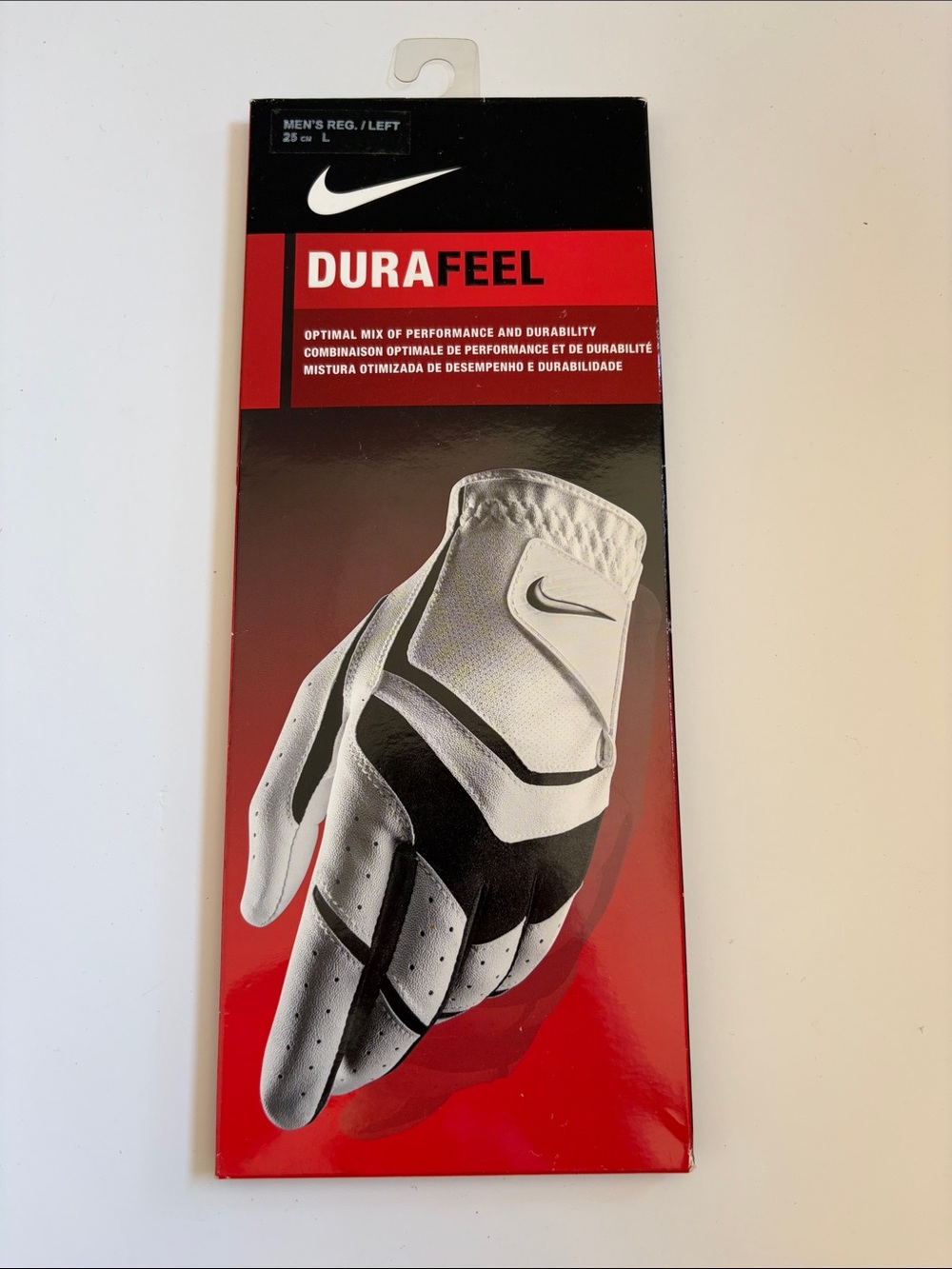 Nike DuraFeel Men's Left Golf Glove - White & Black